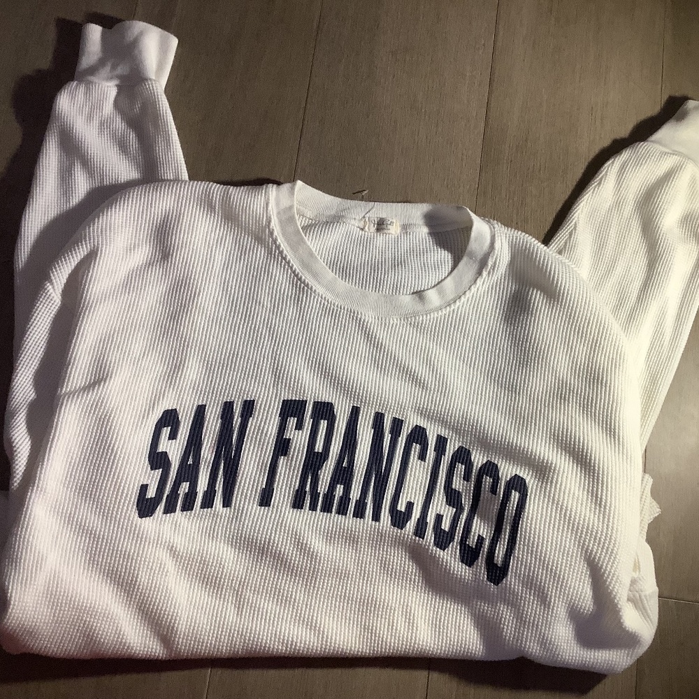 Brandy Melville super cute white and blue cropped hoodie